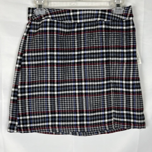 Plaided Mini Skirt Blue & Black Side Split Back Zipper Juniors Size Small - Picture 2 of 9